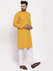 Men Yellow Printed Kurta Only ( KO 627 Yellow )-KO-627