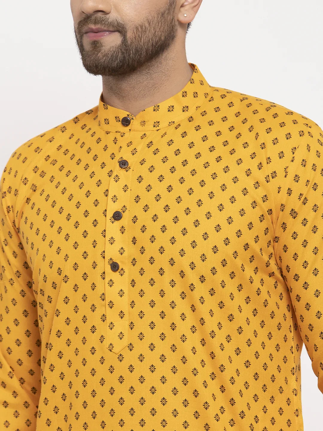 Yellow Cotton Kurta Pajama - Stylish Mens Kurta Pajama Set