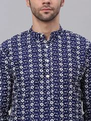Men's Emroidered Kurta Payjama Sets ( JOKP 633Navy )-JOKP-633