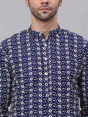 Men's Emroidered Kurta Payjama Sets ( JOKP 633Navy )-JOKP-633