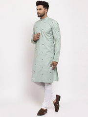 DesiQlo Men's Green Printed Cotton Kurta Only ( KO 635 Green )