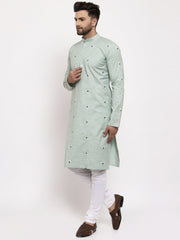DesiQlo Men's Green Printed Cotton Kurta Payjama Sets ( JOKP 635Green )