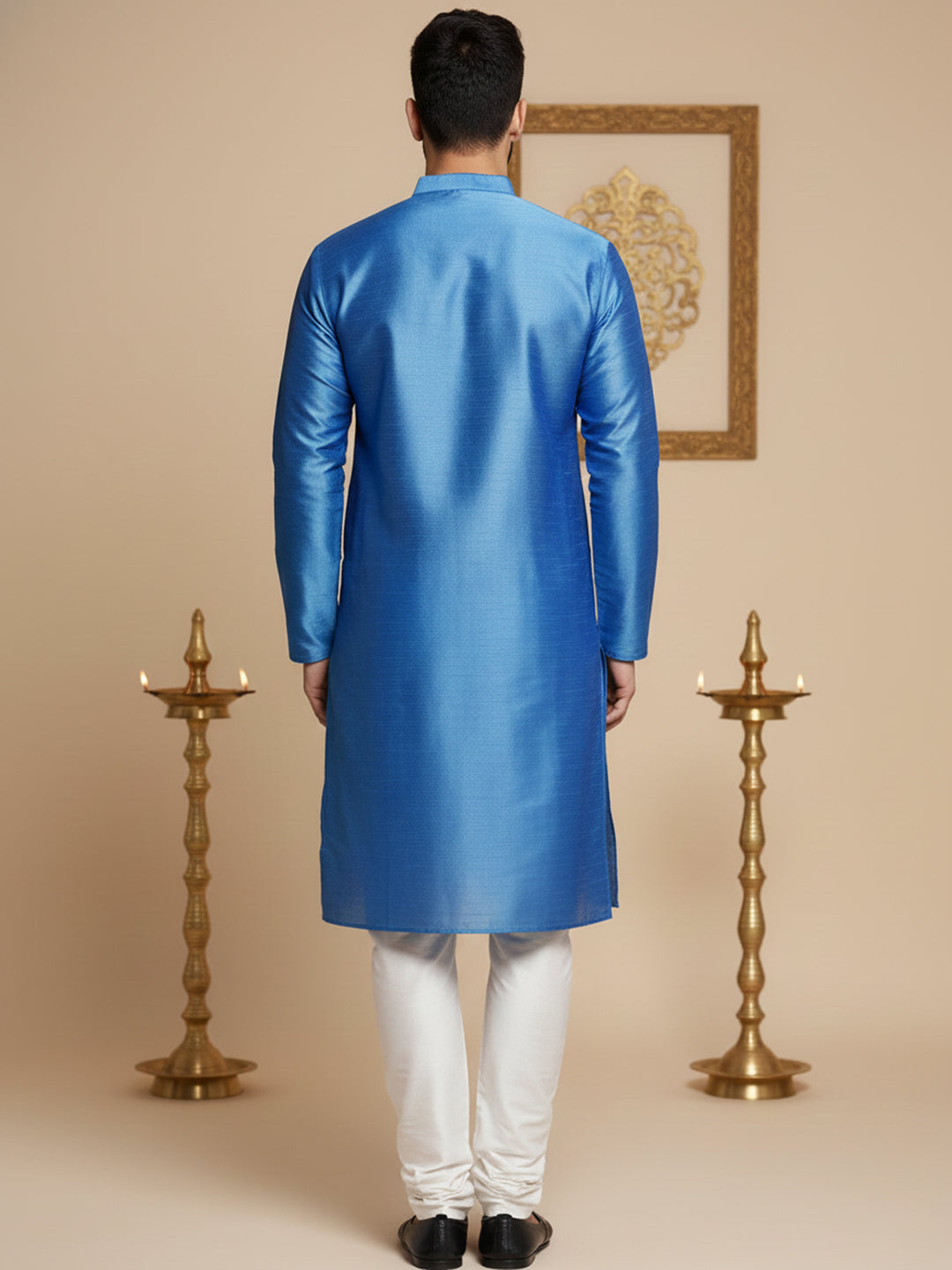 DesiQlo Men Solid Kurta Pyjama Set - Blue - JOKP_636Blue_S
