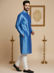 Men Blue Dupion Silk Kurta with Churidar (JOKP 636 Blue )