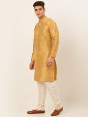 Men's Solid Dupion Silk Kurta Payjama Set ( JOKP 636Dark-Golden )-JOKP-636