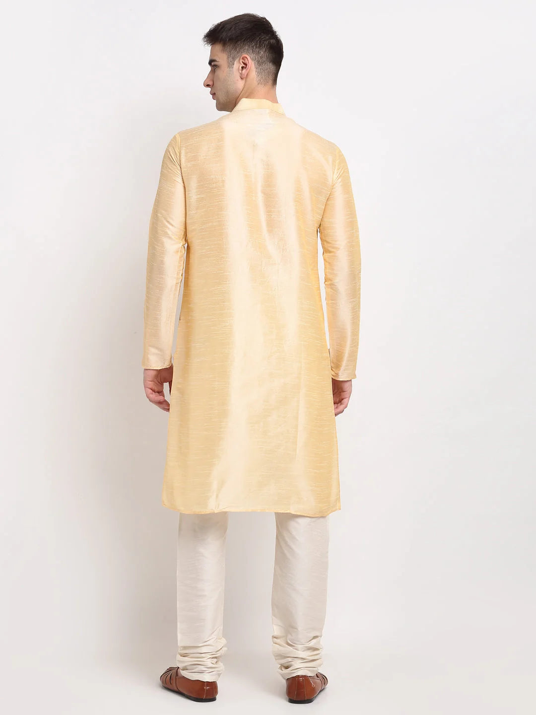 Golden Dupion Silk Men's Kurta - Indian Kurta for Men
