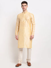 Men's Golden Solid Dupion Silk Kurta Payjama Set