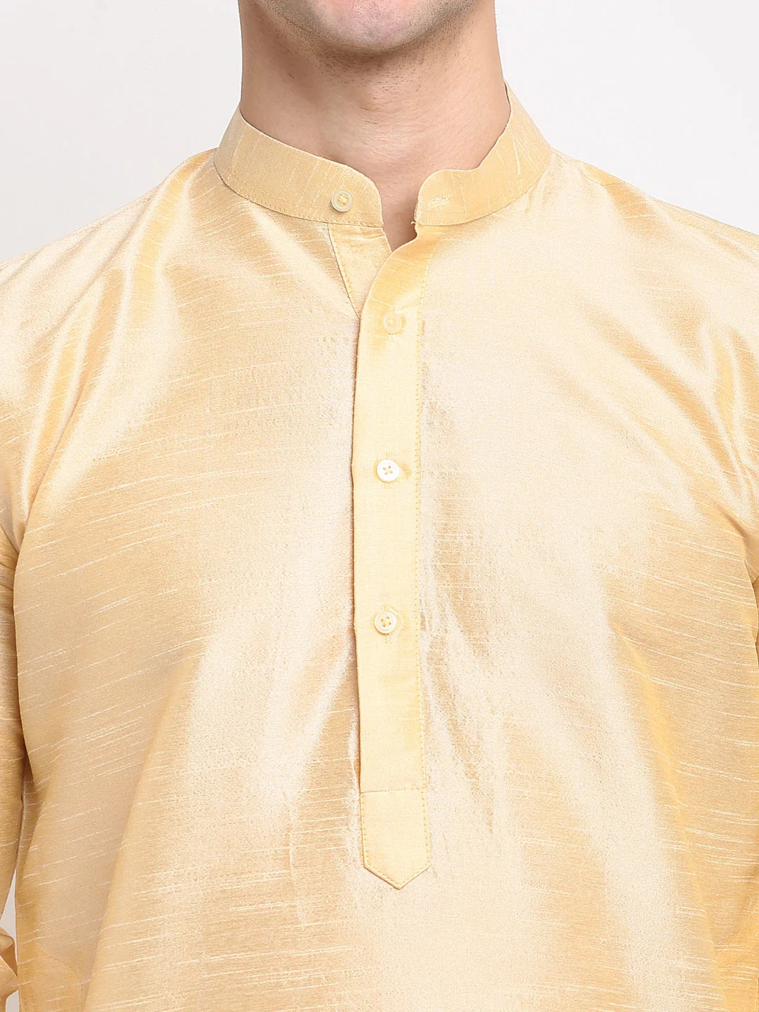 Golden Dupion Silk Kurta Pajama - Premium Mens Kurta Pajama