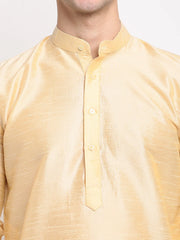 Men's Golden Solid Dupion Silk Kurta Payjama Set