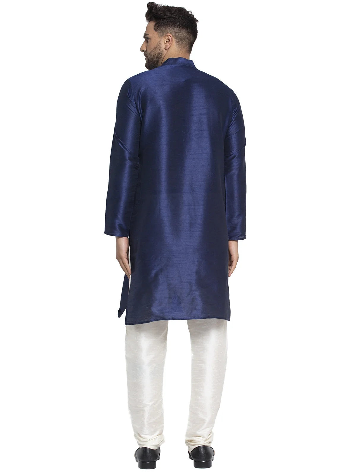 Navy Dupion Silk Men's Kurta - Indian Kurta for Men