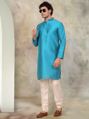 Solid Dupion Silk Kurta with Churidar-JOKP-636Peacock