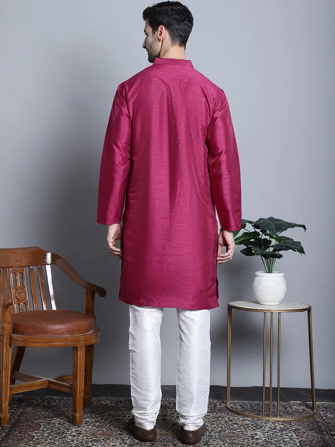 Purple Dupion Silk Kurta with Churidar | Mens Kurta Pajama