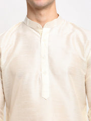 DesiQlo Men's White Solid Dupion Silk Kurta Payjama Set ( JOKP 636 White )
