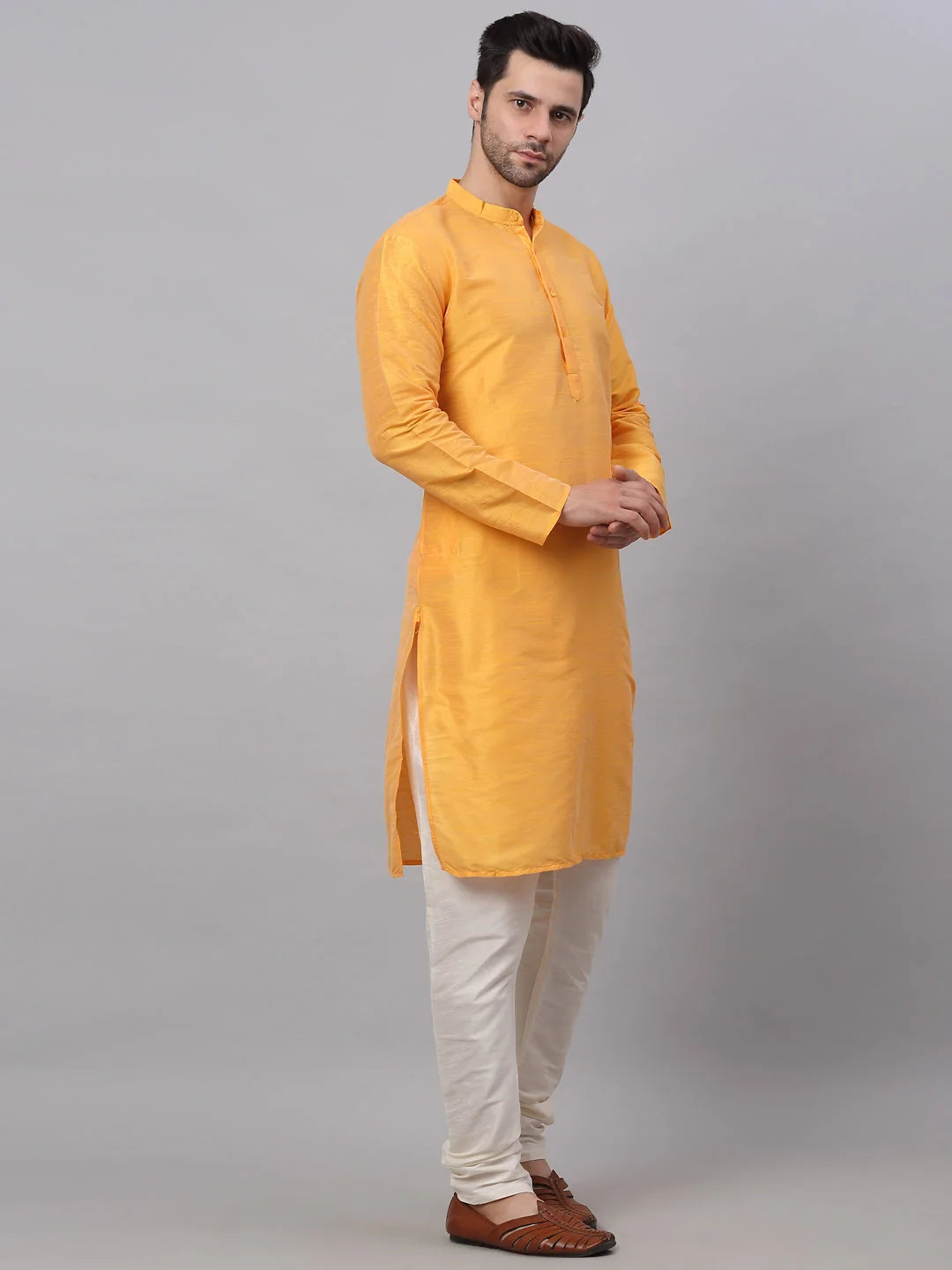 Yellow Dupion Silk Kurta Pajama Set | Mens Ethnic Style