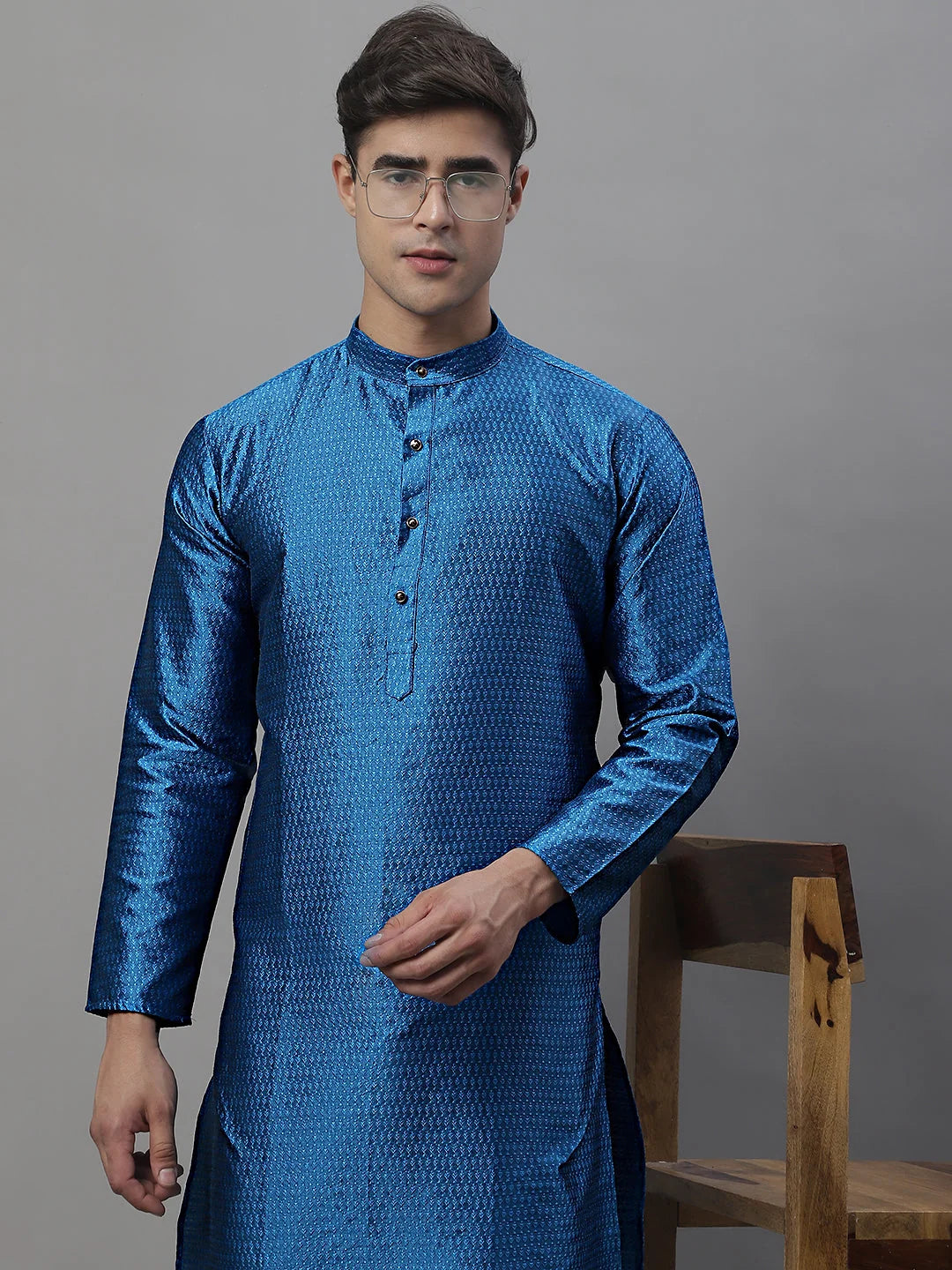 Men's Peacock Woven Kurta Only