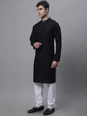 Men's Black Embroiderd Kurta Pajama