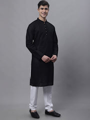 Men's Black Embroiderd Kurta Pajama