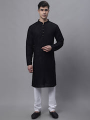 Men's Black Embroiderd Kurta Pajama