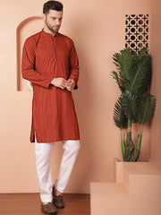 Chikankari Cotton Kurta with Churidar-JOKP-640Brown