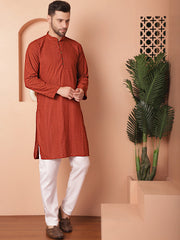 Chikankari Cotton Kurta with Churidar-JOKP-640Brown