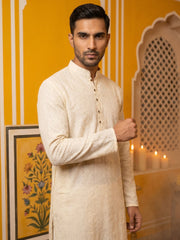 Embroidered Cotton Kurta with Churidar ( JOKP P 640Cream )