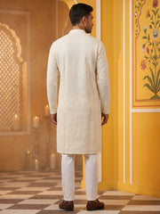 Embroidered Cotton Kurta with Churidar ( JOKP P 640Cream )
