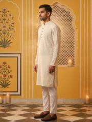 Embroidered Cotton Kurta with Churidar ( JOKP P 640Cream )