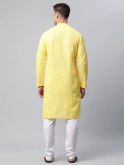 DesiQlo Men's Embroiderd Kurta Pajama ( JOKP 640 Lemon ) [FF] [G-10-13]