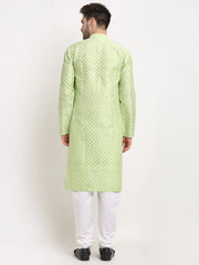 DesiQlo Men Green Chikankari Kurta with Churidar ( JOKP 641 Green ) [FF] [I-1-4]