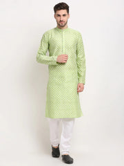 DesiQlo Men Green Chikankari Kurta with Churidar ( JOKP 641 Green ) [FF] [I-1-4]