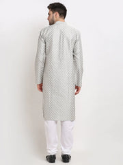 DesiQlo Men Grey Chikankari Kurta with Churidar ( JOKP 641 Grey ) [FF] [I-1-4]