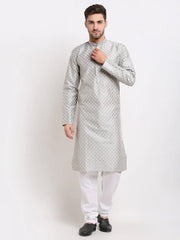 DesiQlo Men Grey Chikankari Kurta with Churidar ( JOKP 641 Grey ) [FF] [I-1-4]