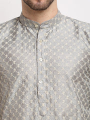 DesiQlo Men Grey Chikankari Kurta with Churidar ( JOKP 641 Grey ) [FF] [I-1-4]
