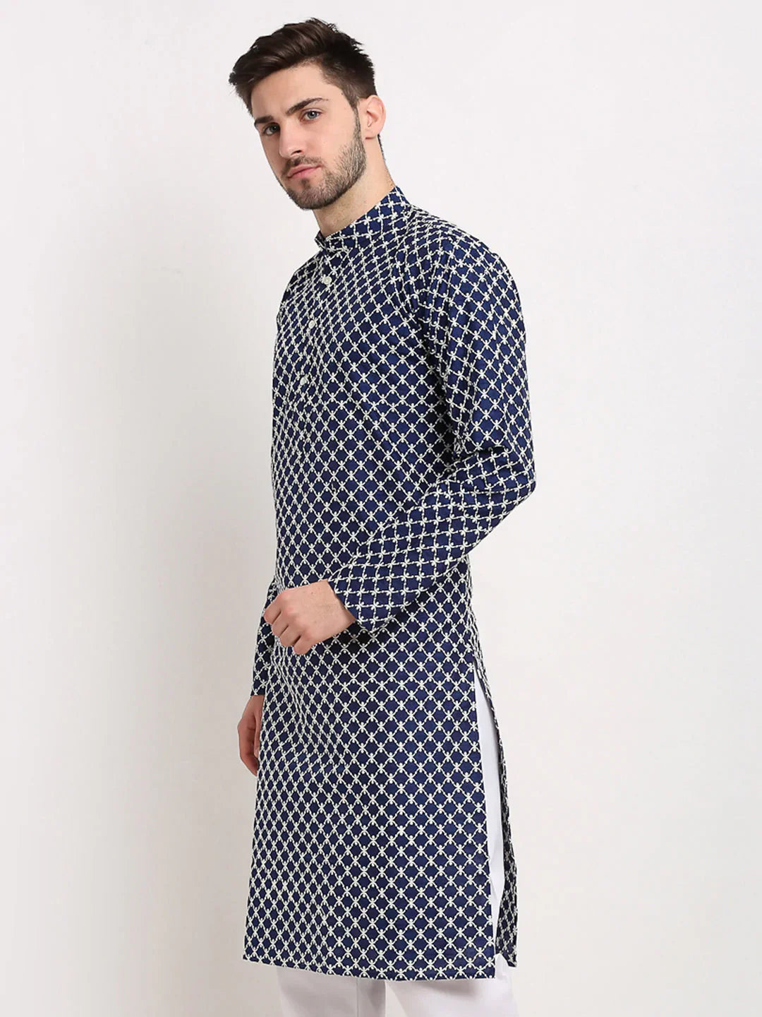 DesiQlo Men Kurta Only - Blue - KO_641Navy_S