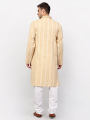Men's Beige Woven Kurta Only