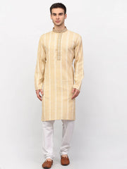 Men's Beige Woven Kurta Only