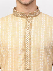Men's Beige Woven Kurta Pajama