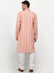 Men's Pink Woven Kurta Only