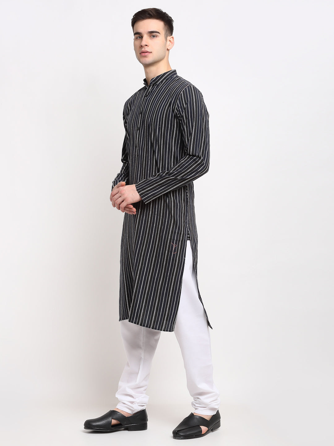 Black Striped Mens Kurta - Shop Stylish Indian Kurta for Men
