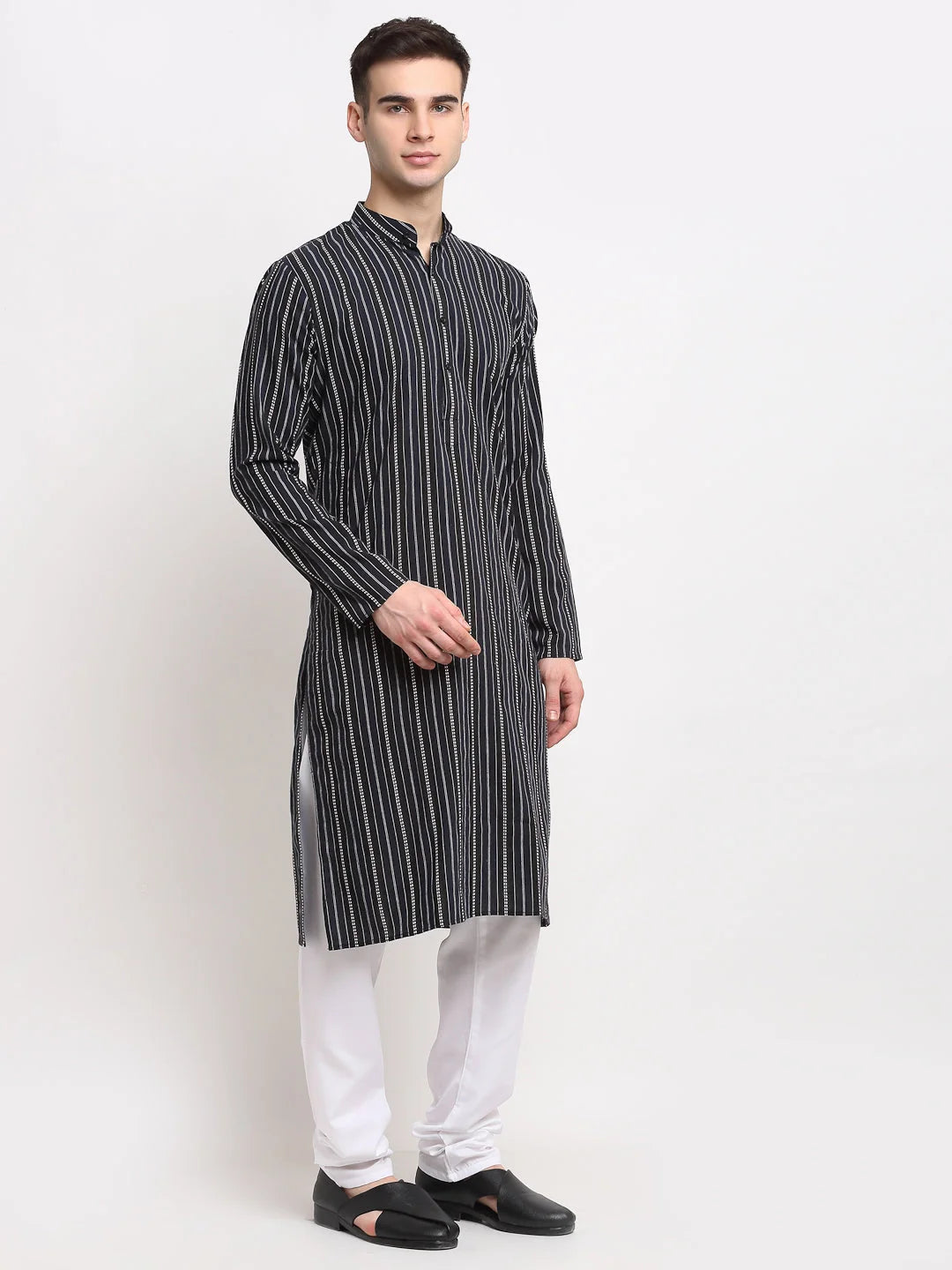 Black Striped Mens Kurta - Shop Stylish Indian Kurta for Men