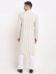 Men's Cream Cotton Striped Kurta Only