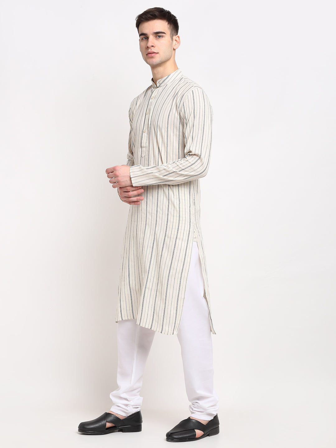 Men's Cream Cotton Striped Kurta Only | Indian Kurta