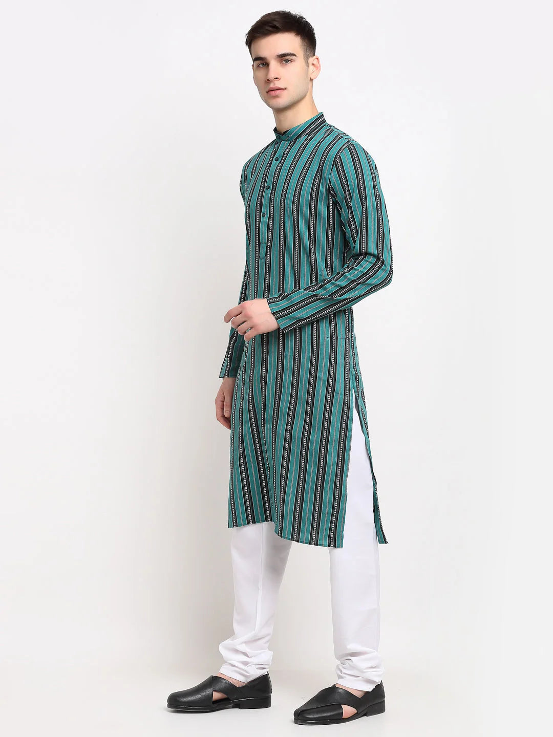 Green Cotton Mens Kurta - Indian Kurta for Men Online