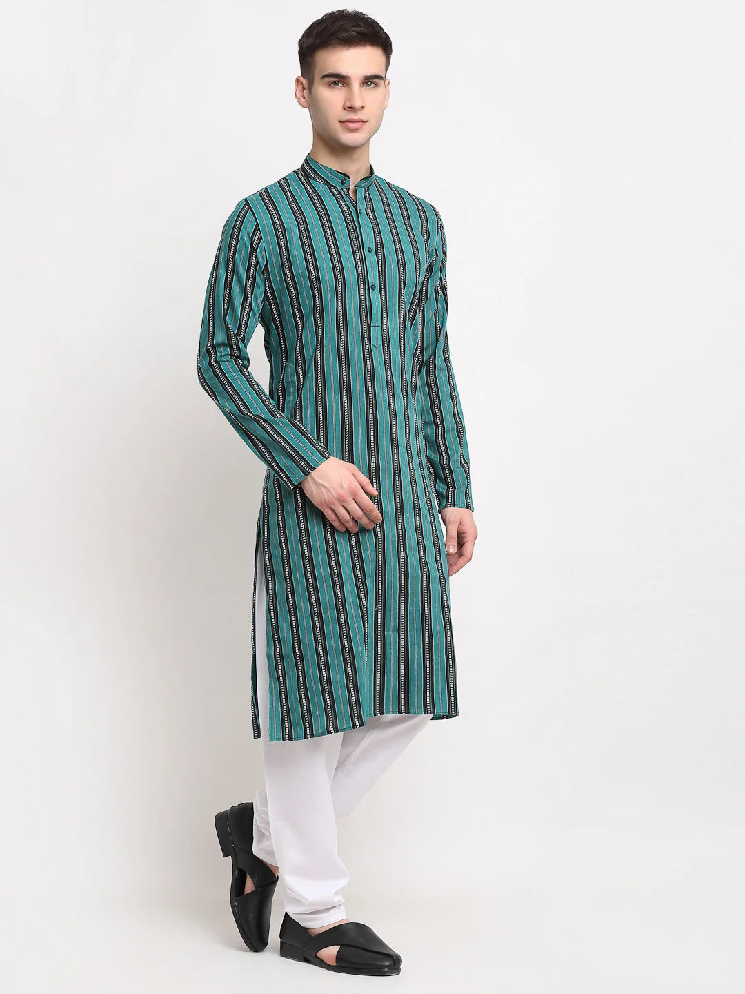 Green Cotton Mens Kurta - Indian Kurta for Men Online