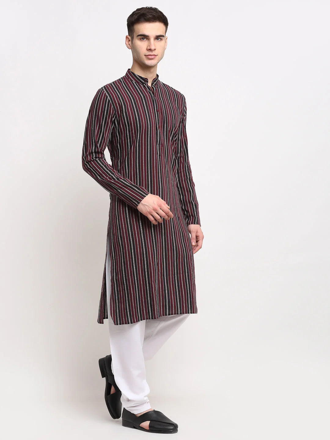 Maroon Cotton Mens Kurta Pajama Set | Stylish Kurta Pajama