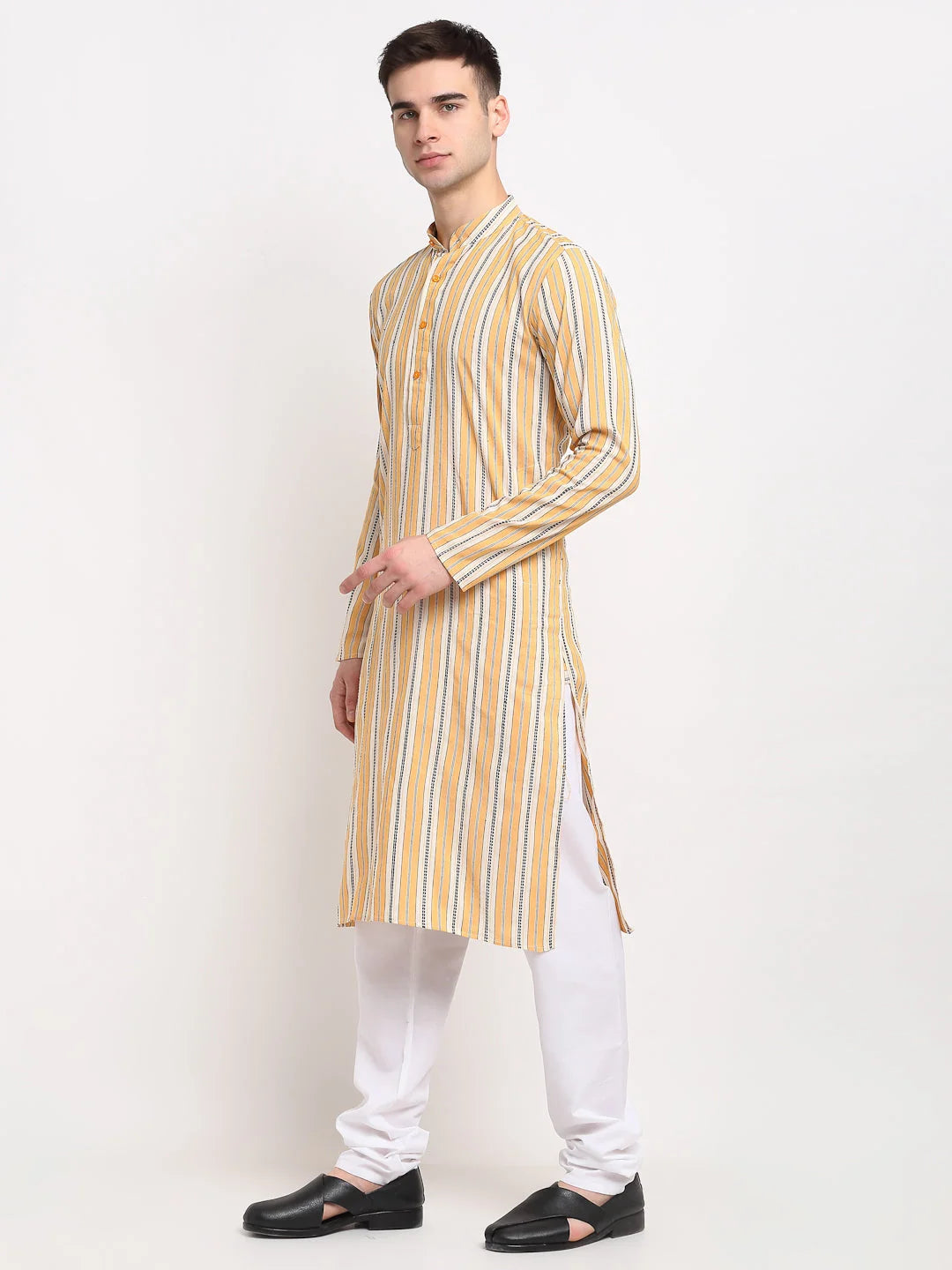 Yellow Cotton Mens Kurta Pajama Set | Classic Kurta Pajama