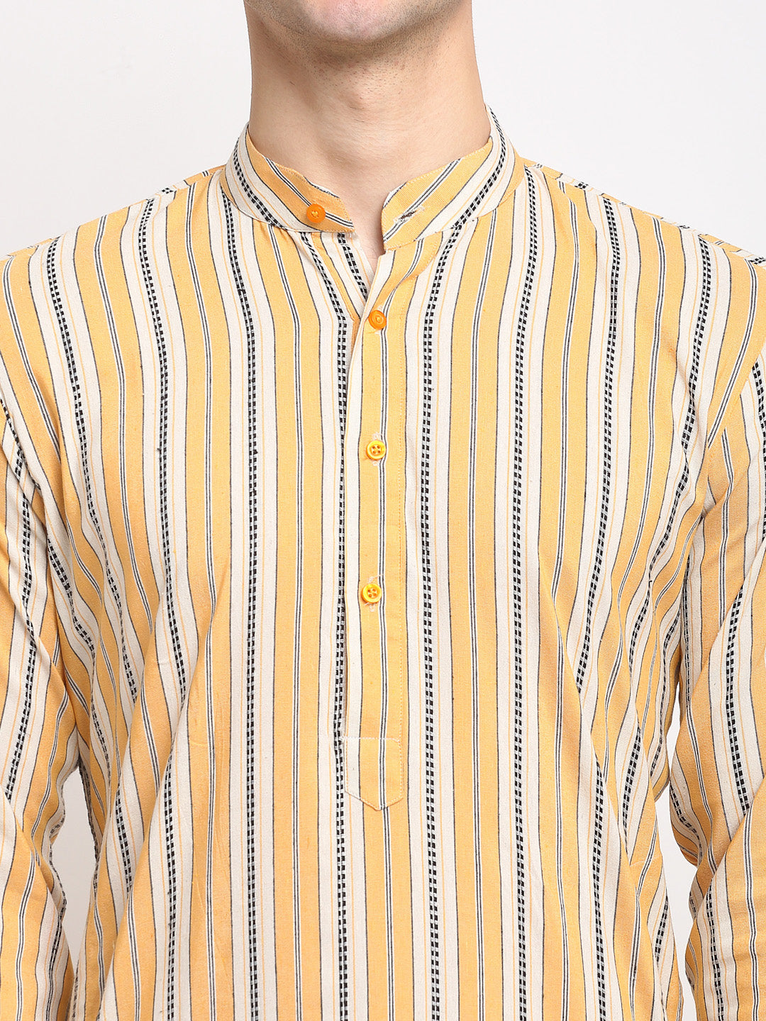 Yellow Cotton Mens Kurta Pajama Set | Classic Kurta Pajama