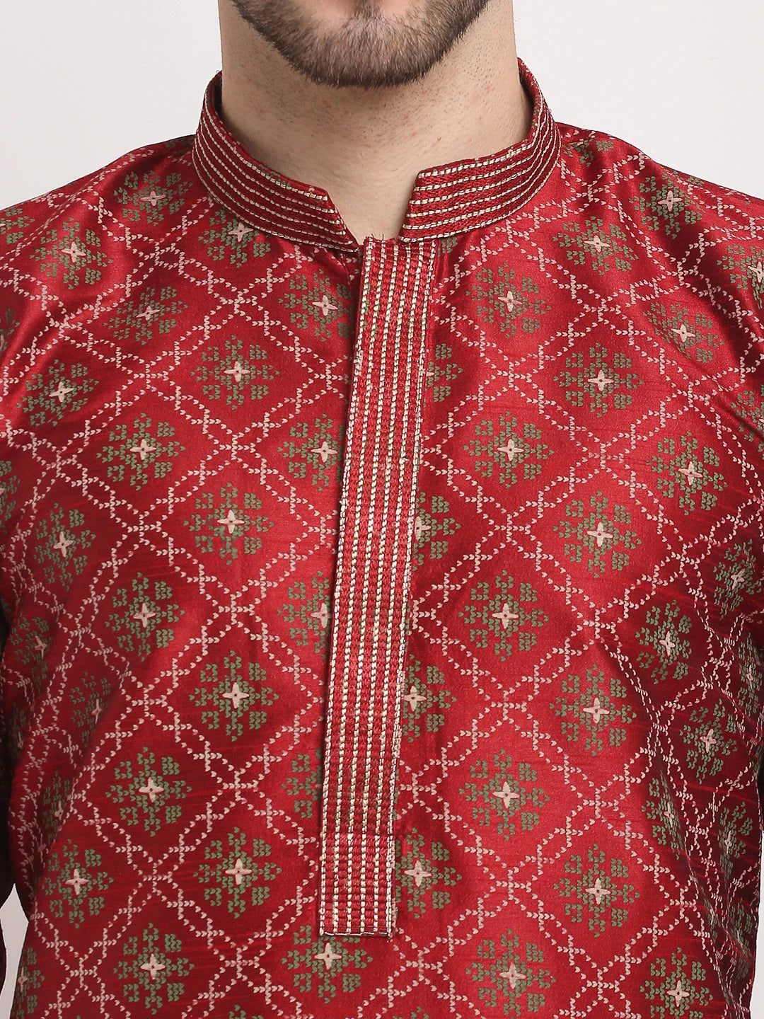 Maroon Woven Silk Kurta for Men | Indian Kurta Collection