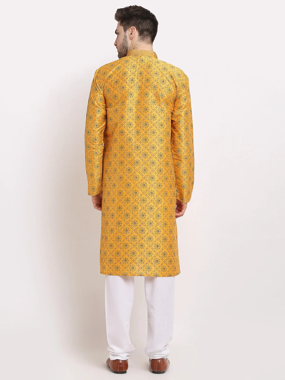 Men's Mustard Dupion Kurta | Indian Kurta for Men Online