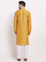 Men's Mustard -Woven Kurta Only